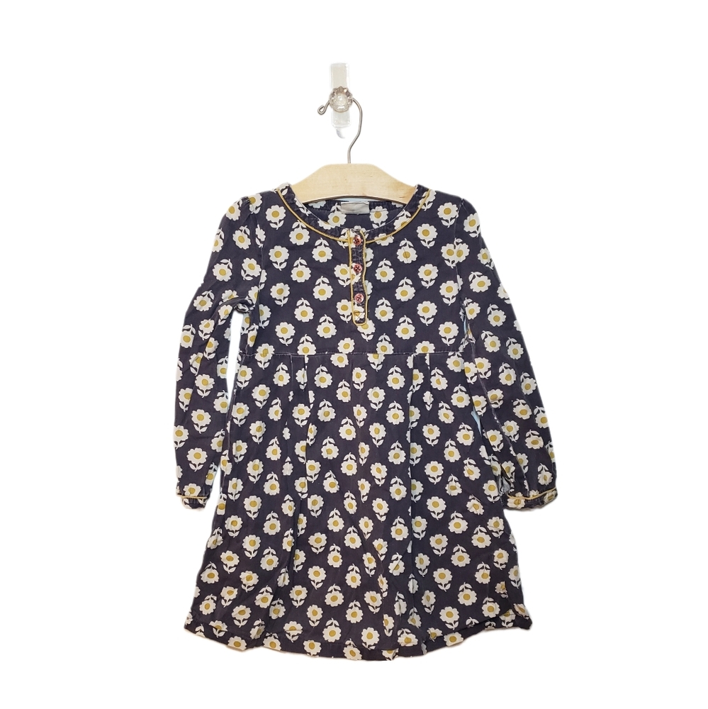 Mini Boden 6 Y Girls Daisy Floral Patterned Long Sleeve Dress with Buttons